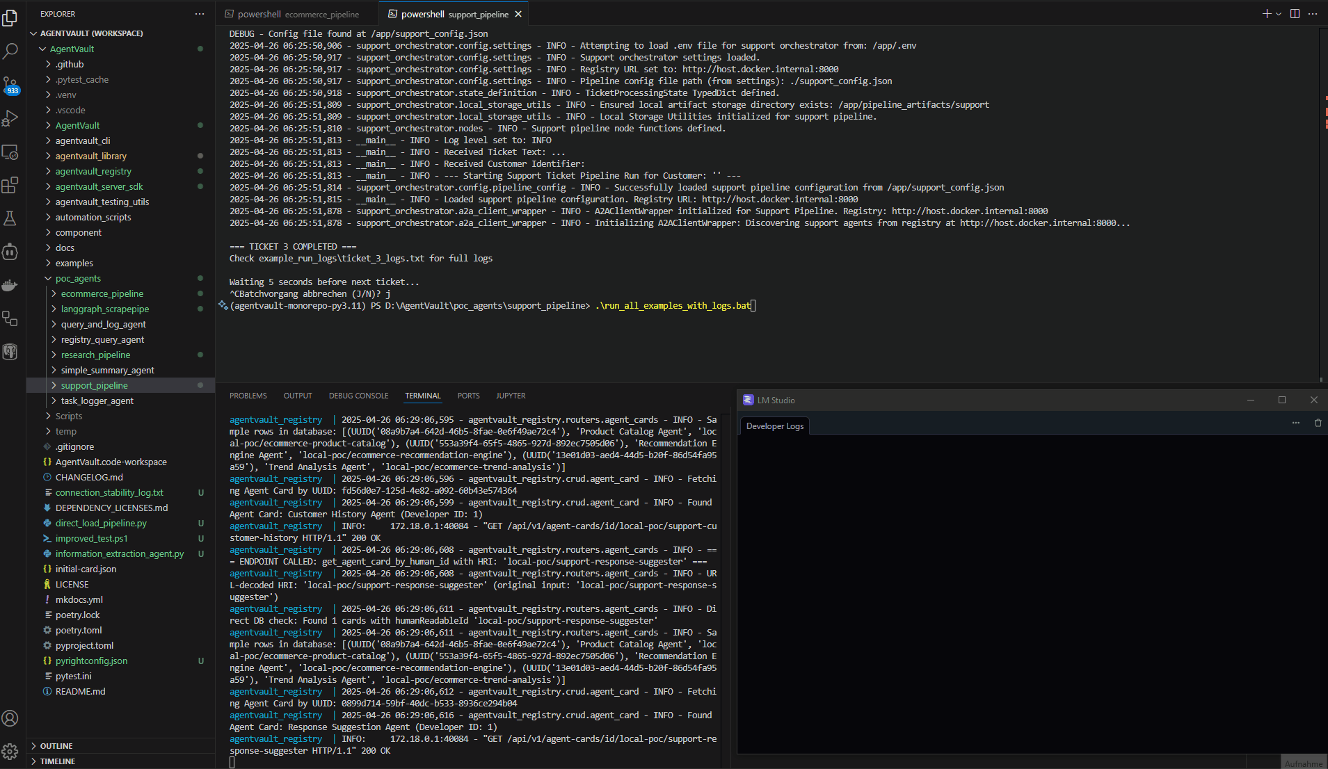 Support Pipeline Execution Example